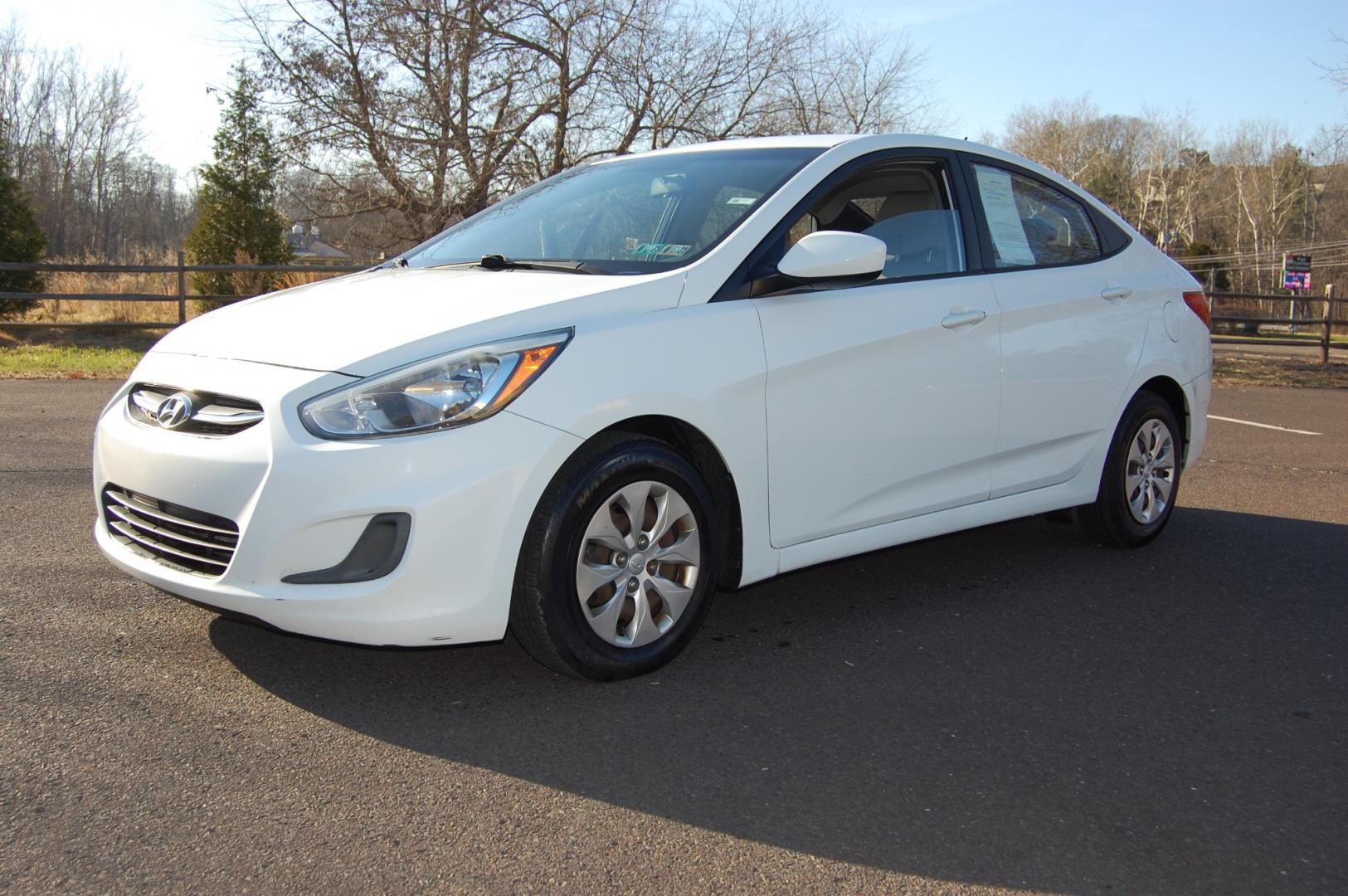 2016 White /Gray Leather Hyundai Accent SE 4-Door 6A (KMHCT4AE9GU) with an 1.6L L4 DOHC 16V engine, 6A transmission, located at 6528 Lower York Road, New Hope, PA, 18938, (215) 862-9555, 40.358707, -74.977882 - Here we have a very nice Hyundai Accent with a 1.6L 4 cylinder putting power to the front wheels via an automatic transmission. Features include: gray cloth interior, keyless entry, 2 keys and 2 remotes, AM/FM/CD/SAT/MEDIA radio, heat and A/C, tilt steering wheel, power windows/locks/mirrors and 14 - Photo#0